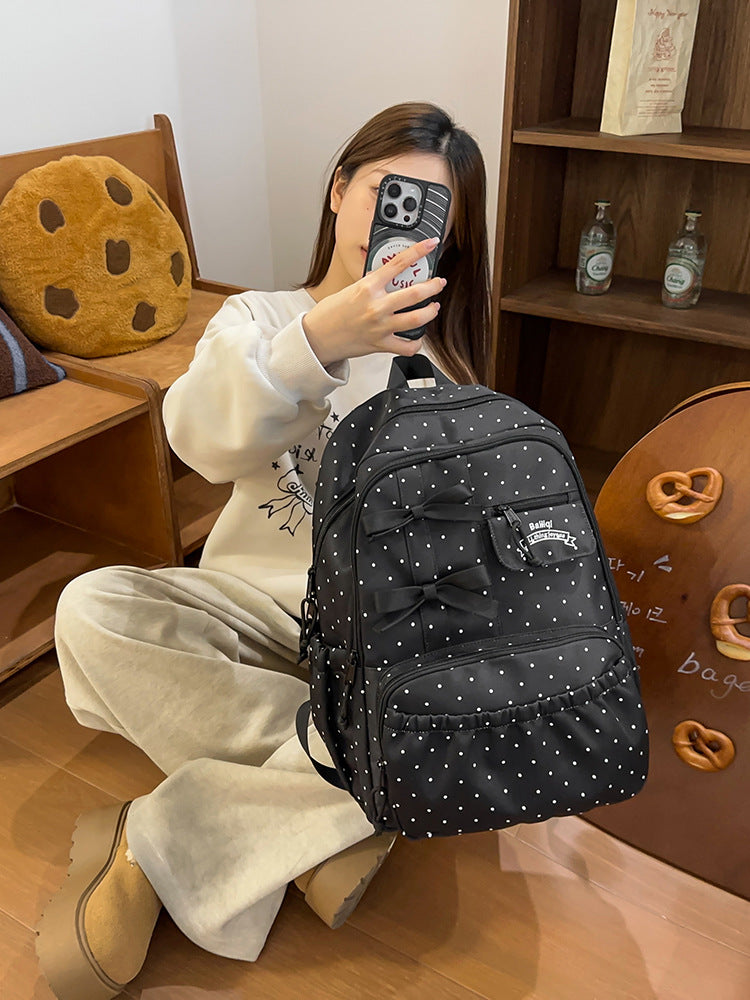 Bowknot Polka Dot Cute Medium Large Backpacks