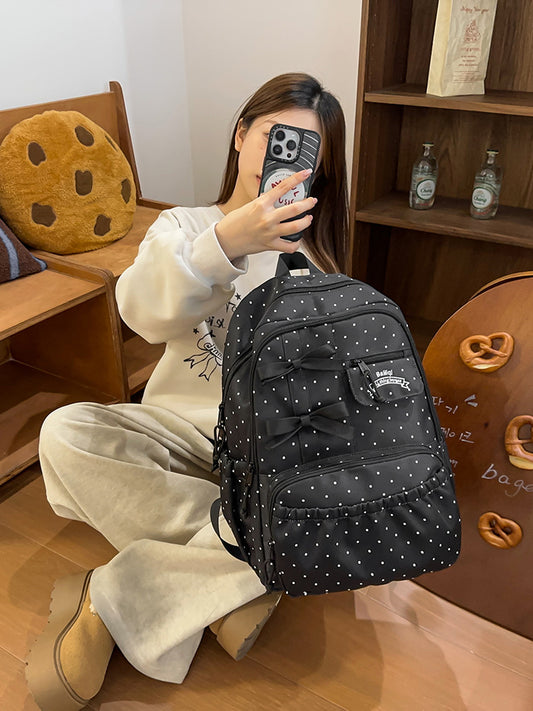 Bowknot Polka Dot Cute Medium Large Backpacks