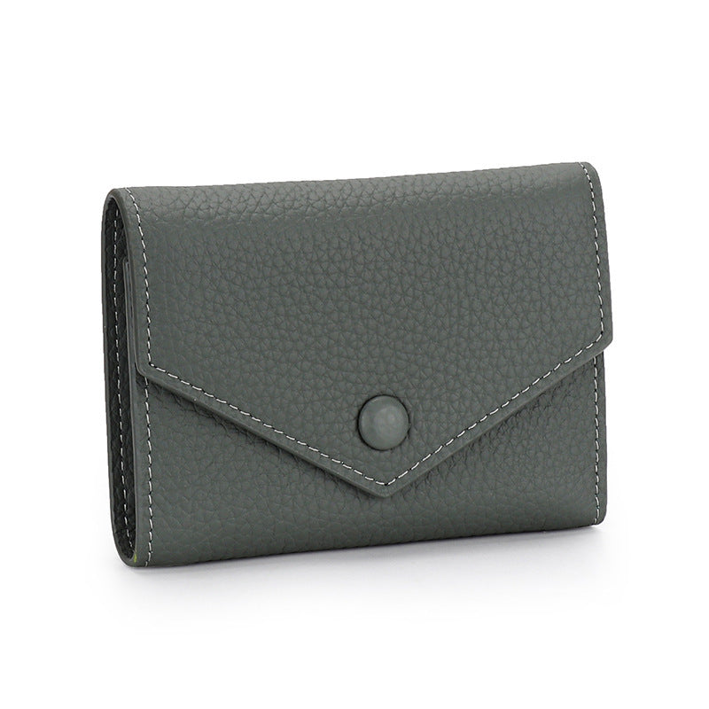 Women's Leather Short Simple Folding First Layer Cowhide Fashion Ladies Wallet