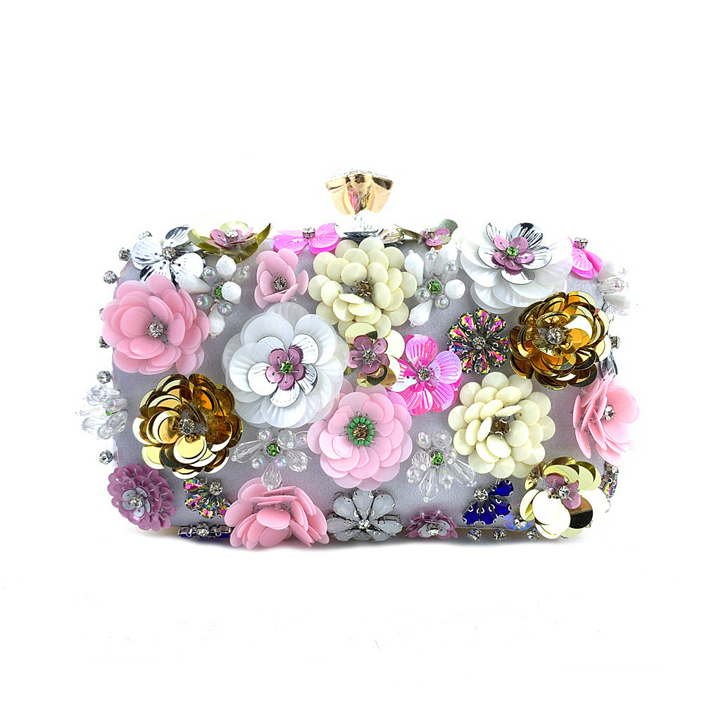 Women's Fashion Handmade Flower Beaded Banquet Wedding Dinner Bag