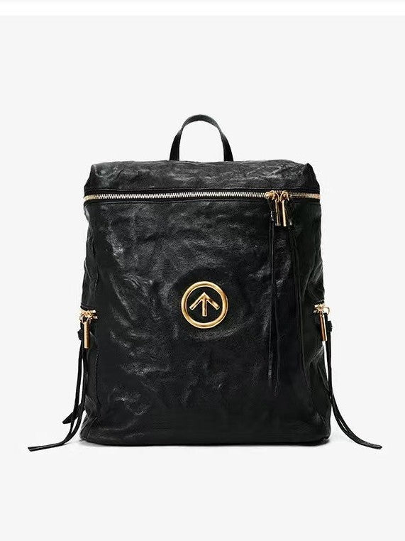 Water Ripple Arrow Mark Black Stone Leisure Backpack