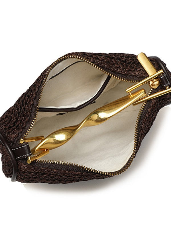 Women's Home Metal Gold Mini Straw Zipper Women's Handbag