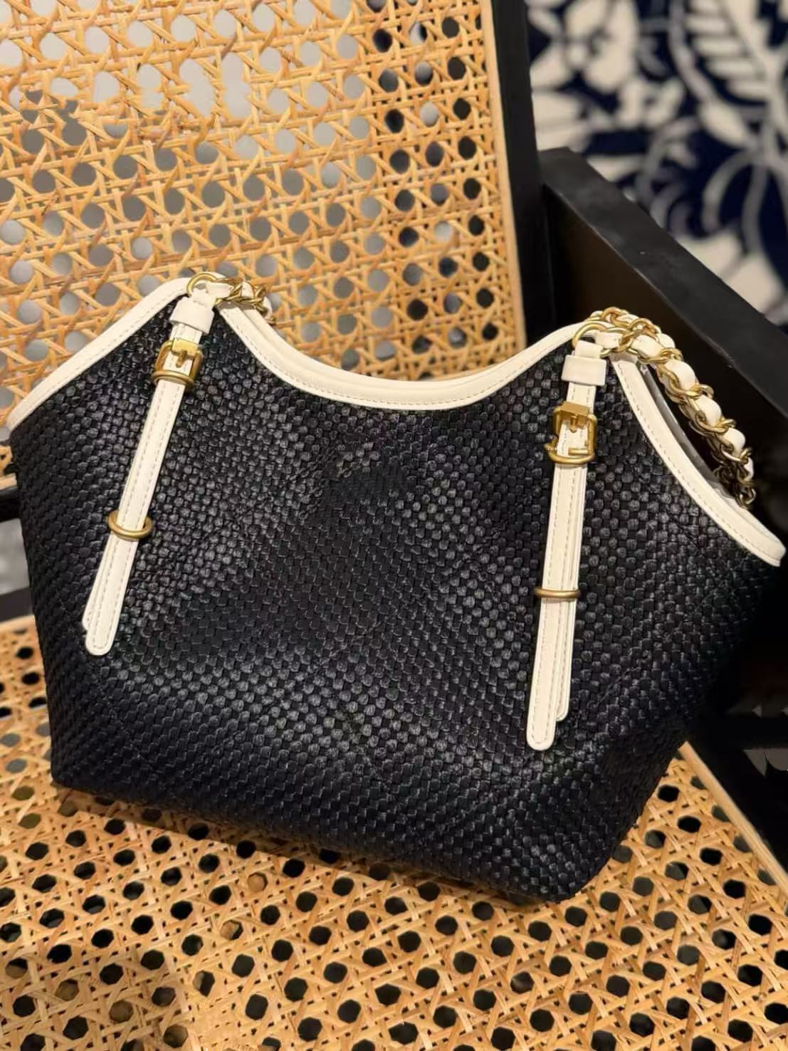 Food Basket Large Size Color Contrast Patchwork Shoulder Bags