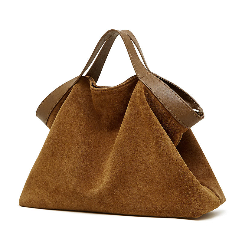 Contrast Color Retro Fashion Cowhide Matte High Texture Commuter Bags