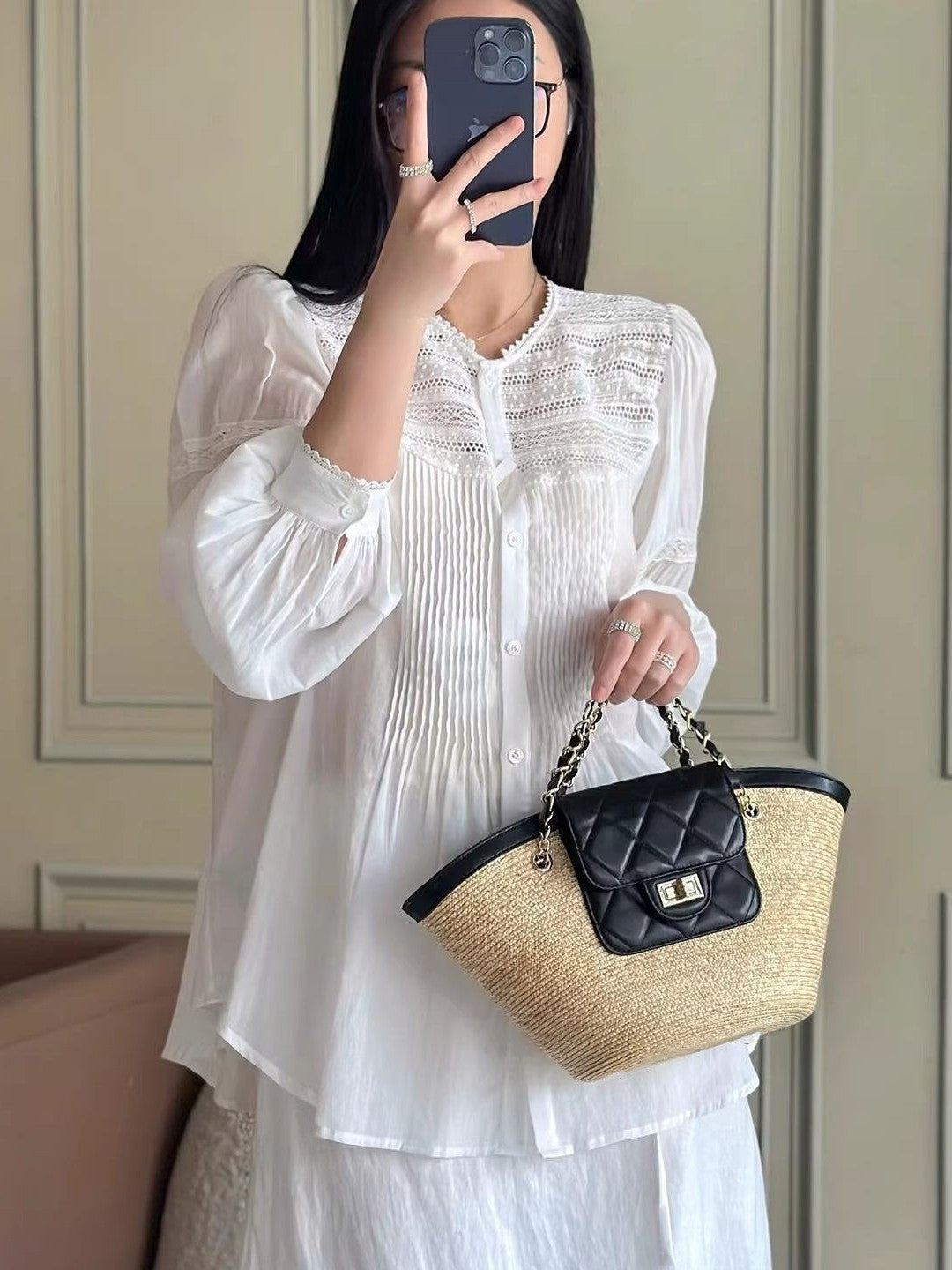Women's Vacation Style Vegetable Basket Woven Seaside Handmade Women's Shoulder Bag