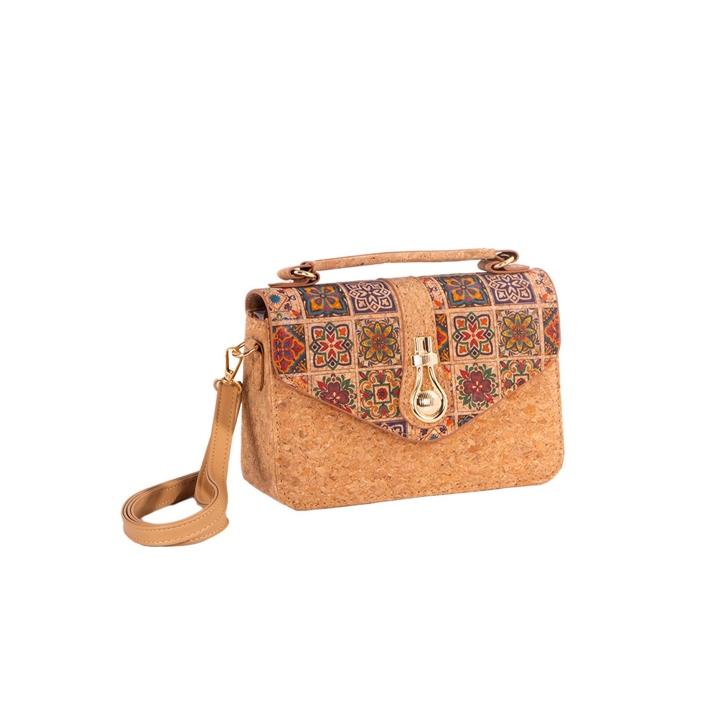 Women's Style Cork Tree Leather Wooden Inside Outside Women's Shoulder Bag