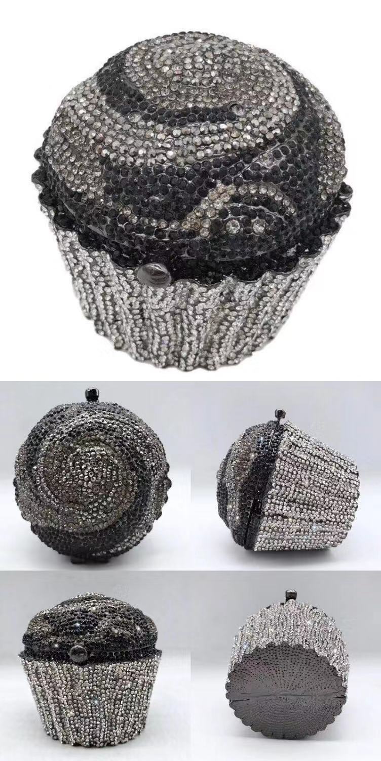 Women's Cake Ice Cream Full Diamond Metal Banquet Bags