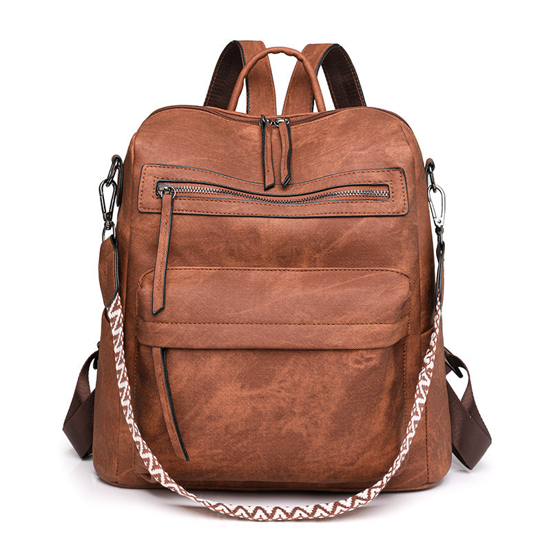 Women's Global Soft Leather Versatile Large Capacity Leisure Backpack