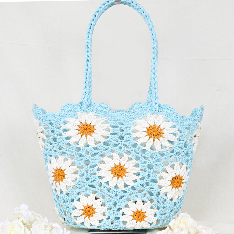 Women's Mini Oval Patchwork Hand-woven Crocheted Cotton Soft Women's Handbag