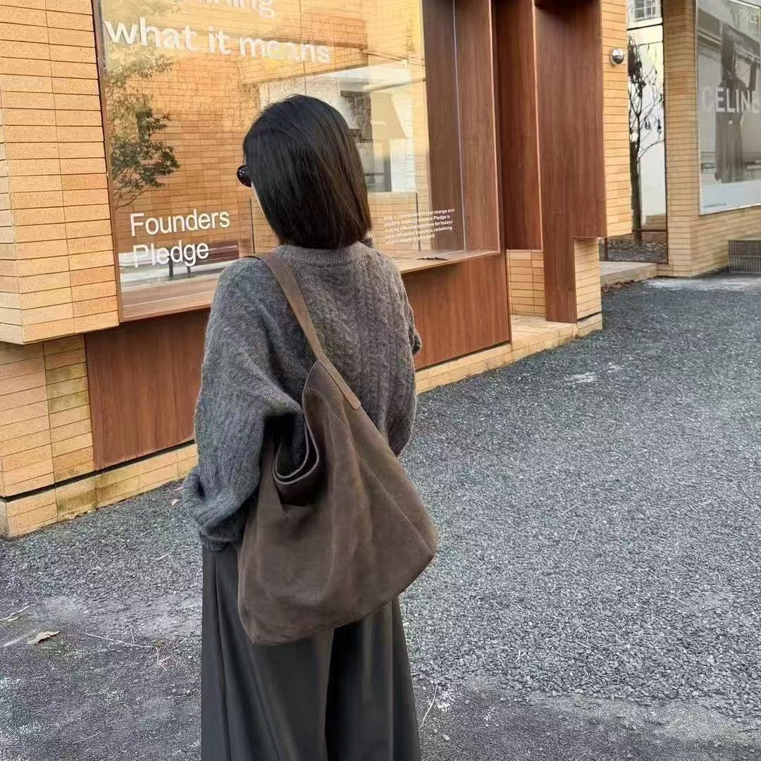 Women's High-grade Suede Genuine Leather Large Capacity Women's Shoulder Bag