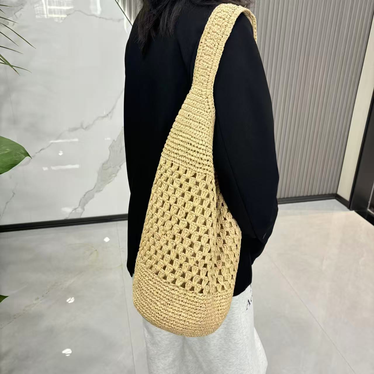 Straw Vacation Beach Handmade Hollow Idle Style Large Tote Bag