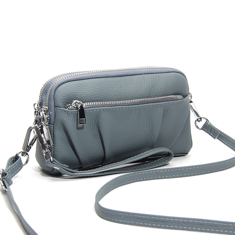 Women's Leather Large Capacity Fashionable Simple Pleated Lightweight Women's Messenger Bag