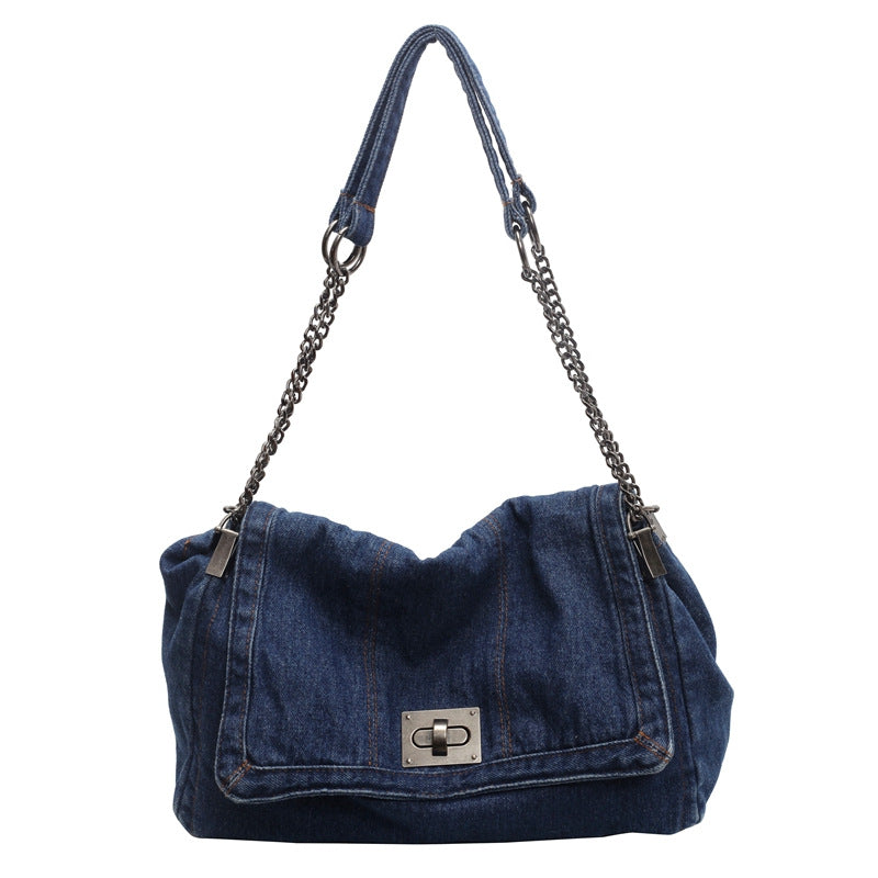 Women's Retro Denim High-grade Chain Large Capacity Shoulder Bags