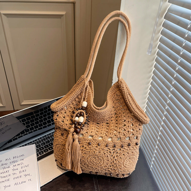 Large Capacity Underarm Chinese Style Knitted Women's Shoulder Bag