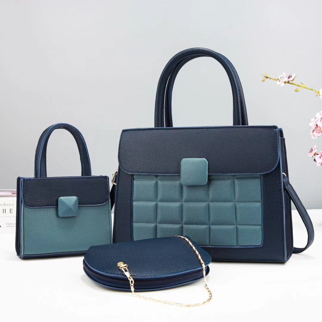 Women's Three-piece Commuter Niche Color Matching Portable Tote Bag