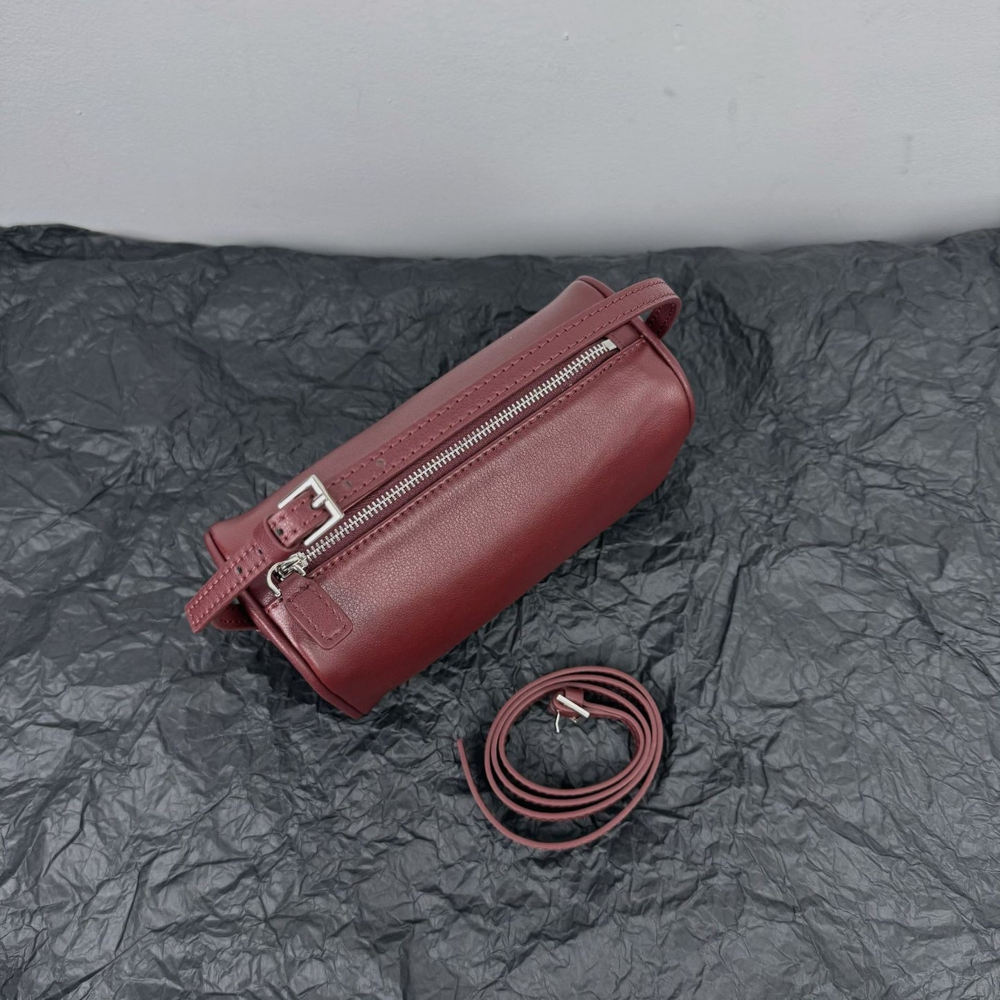Korean Style Niche Pen Suede Leather Underarm Mini Pouch Small Square Bag