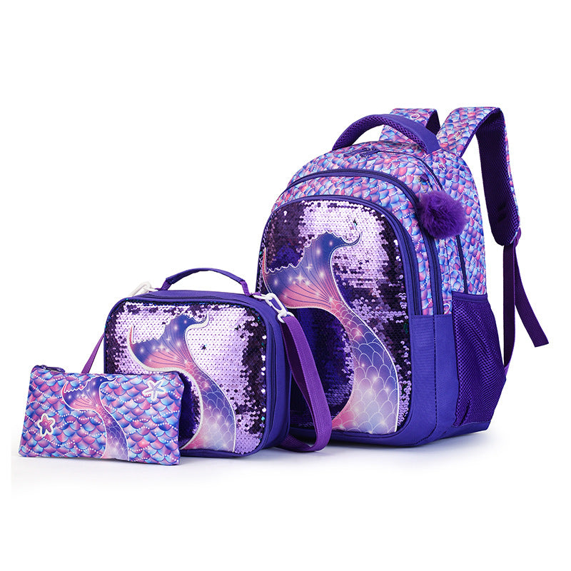 Children's Three-piece Unicorn Commuter Large Capacity Primary School Bag