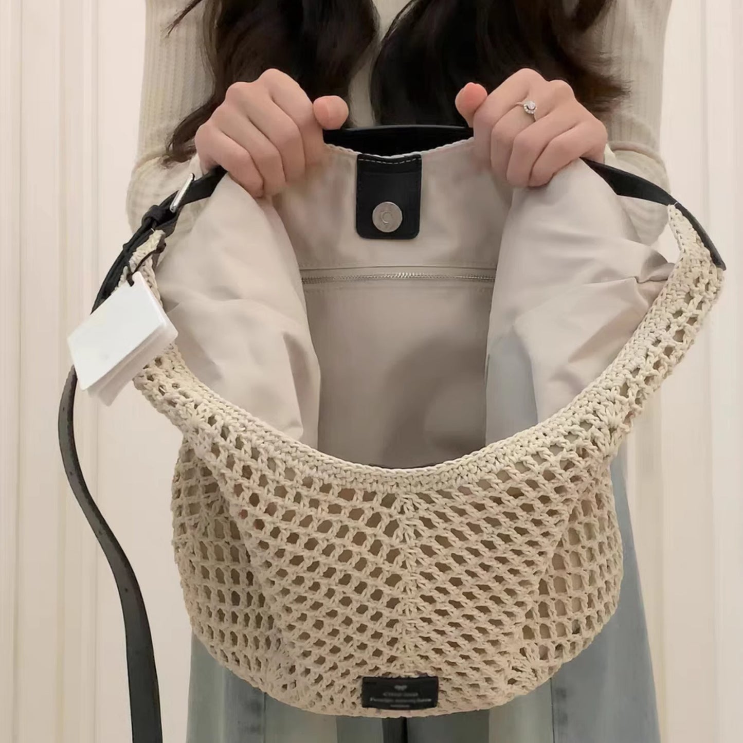 Women's Woven Large Capacity Korean Style Niche Bags
