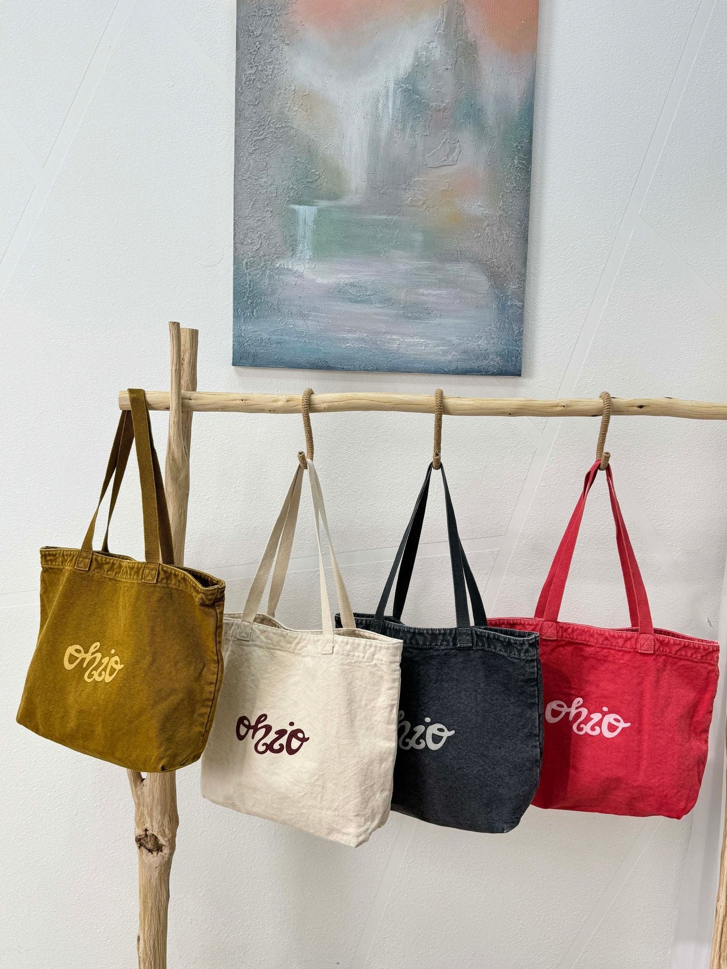 Canvas Washed Letter Embroidery Large Capacity Women's Shoulder Bag