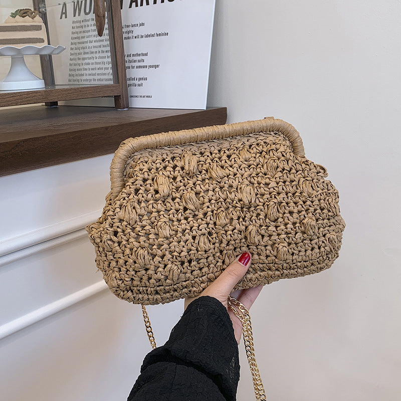 Women's Design Straw Fashion Woven Clip Holiday Bags