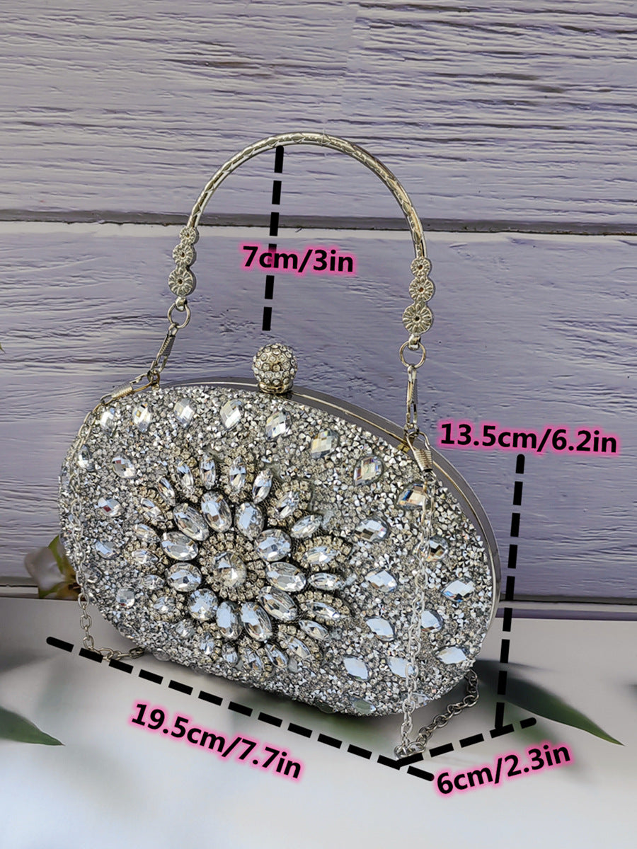 Shiny Round Clip Bridal With Chain Handbags