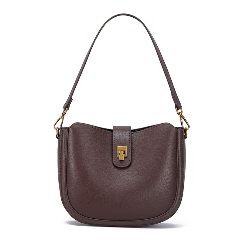 Women's Temperament Trend Cowhide Saddle Fashion Commuter Women's Messenger Bag