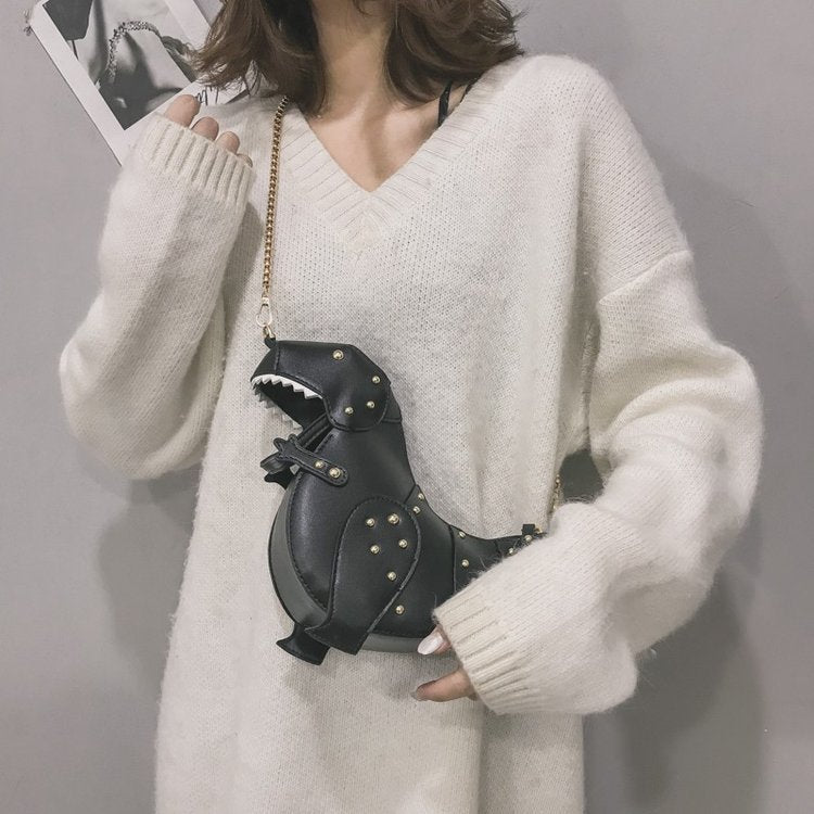 Women's Personality Trendy Fashion Rivet Dinosaur Cartoon Bags