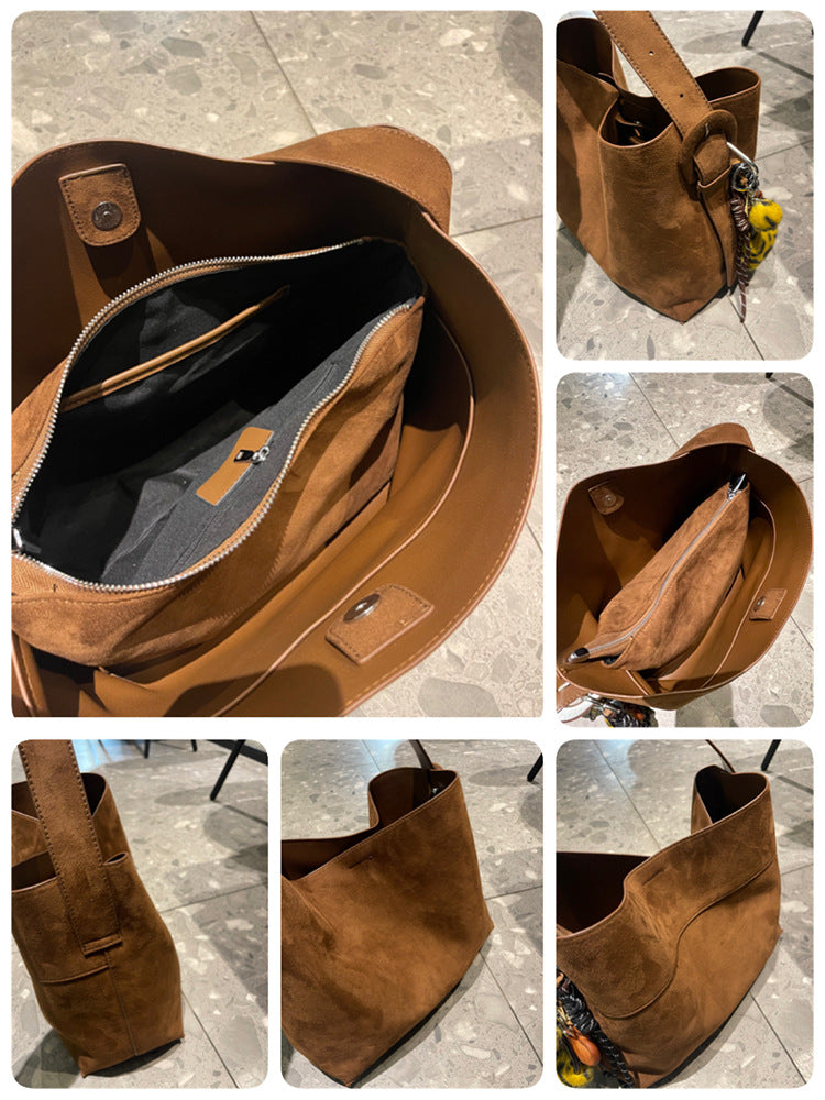 Women's Fashion Large Capacity Suede Matte Leather Tote Bag