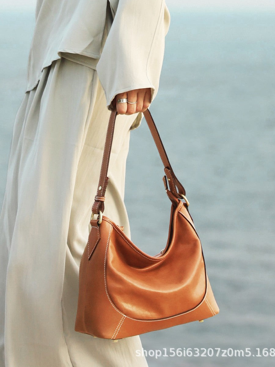 Plant Leather High-grade Niche Genuine Large Capacity Shoulder Bags