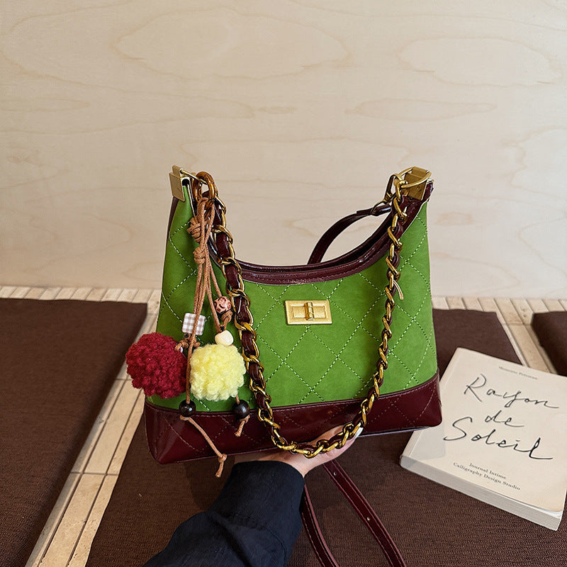 Rhombus Embroidered Affordable Luxury Fashion Commuting Women's Shoulder Bag
