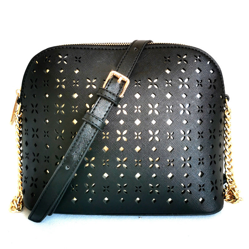 Women's Cross Pattern Leather Little Shell Chain Bags