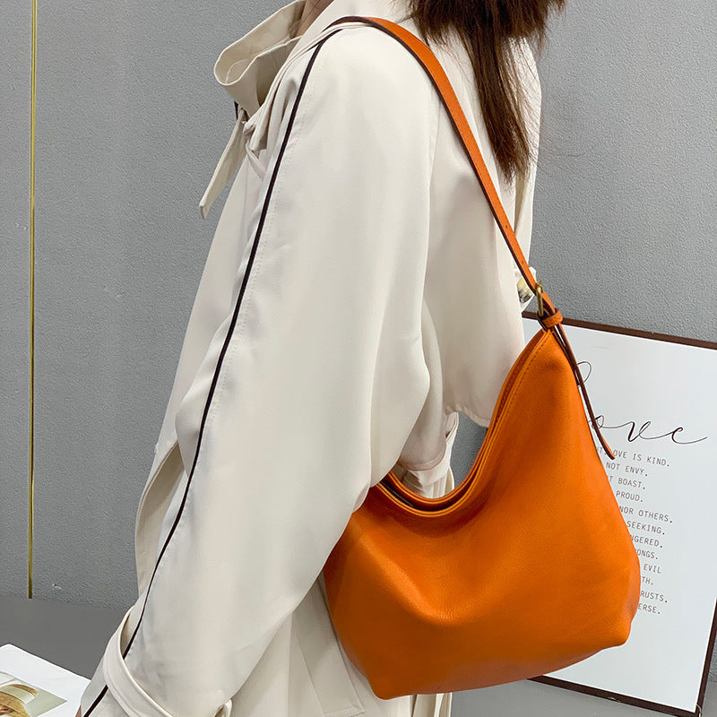 First Layer Cowhide Dumpling Genuine Leather Fashion Simple Large Women's Messenger Bag