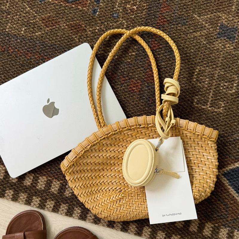 Vegetable Basket Hand-woven Genuine Leather Cowhide Bags