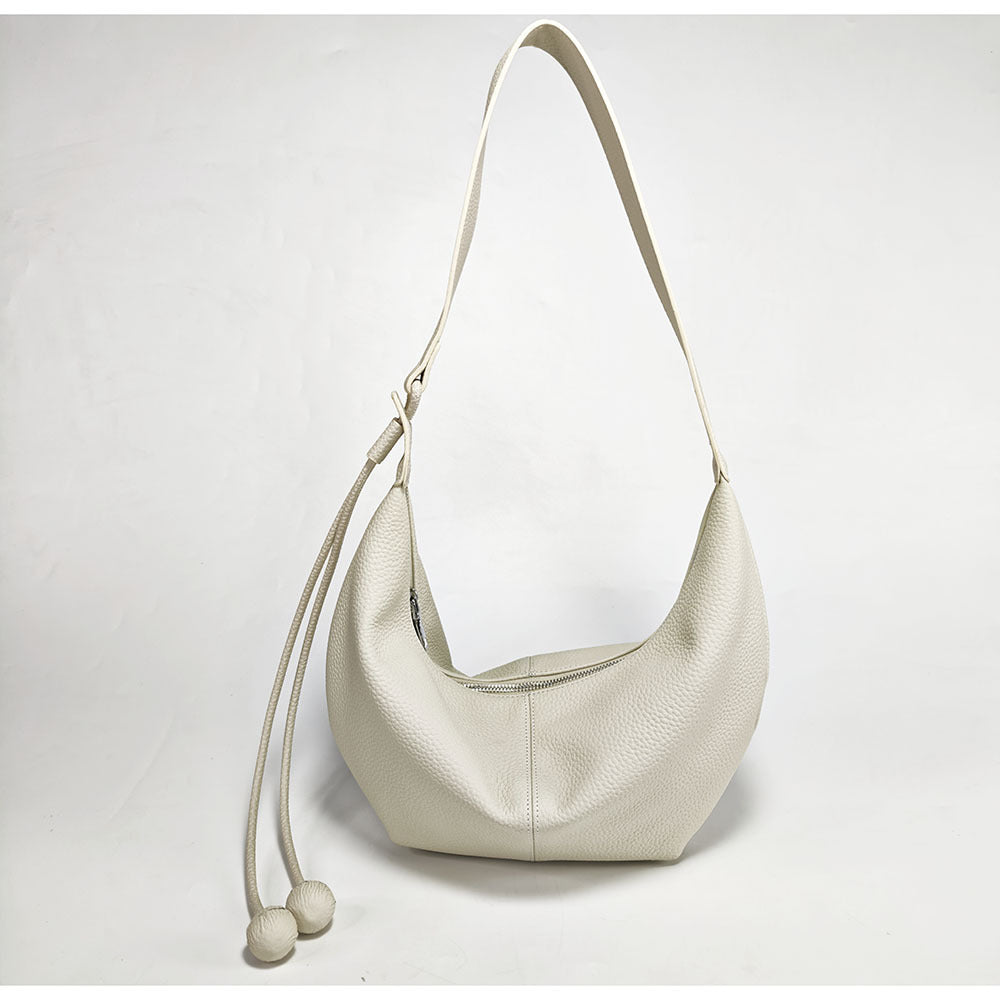 Women's Cowhide Niche Large Capacity Crescent Dumpling Bags