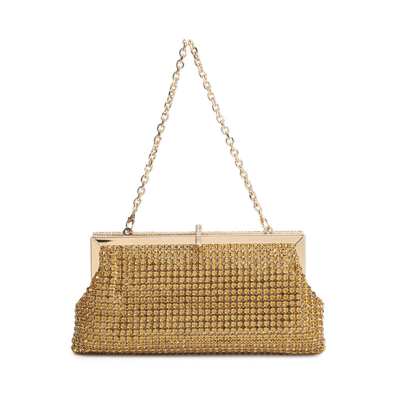 Women's Full Diamond Hand-held Handmade Rhinestone Clip Dinner Bag