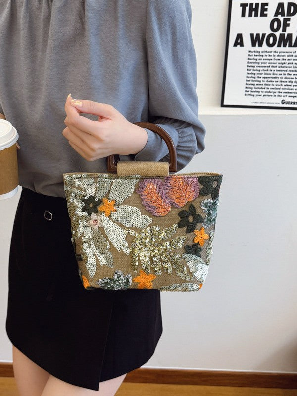 Summer Bamboo Advanced Texture Color Sequins Handbags