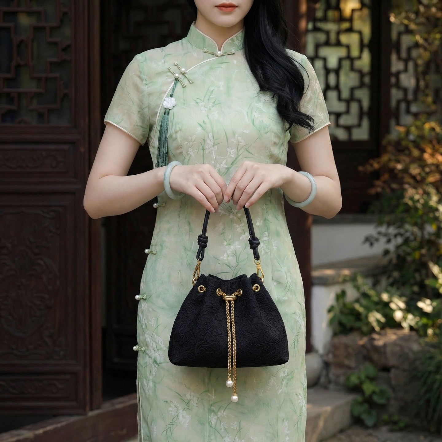 Street Fashion Chain Chinese Simple Drawstring Bucket Bags