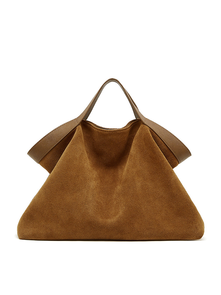 Women's Retro Frosted Large Capacity Advanced Texture Commuter Genuine Leather Contrast Women's Messenger Bag