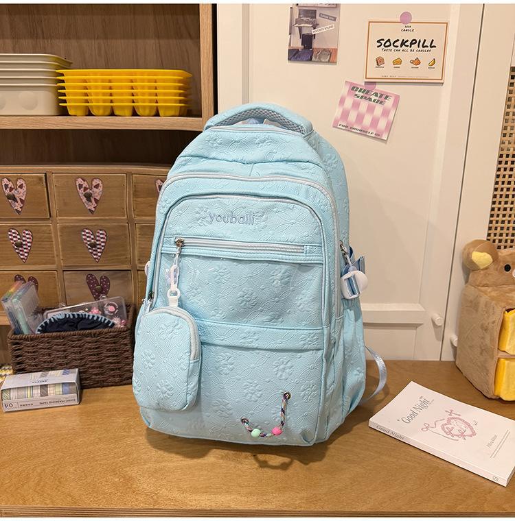 Gentle Candy Color Texture Junior Lightweight Commuter Leisure Backpack