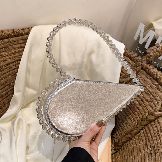 Women's Diamond Design Western Style Heart-shaped Light Luxury Dinner Bag