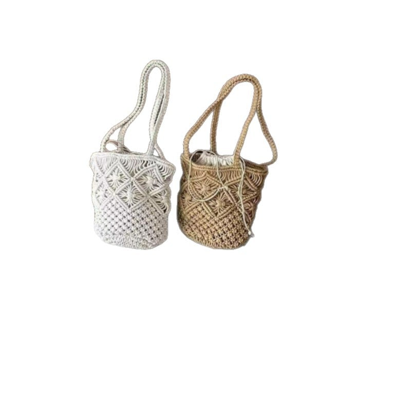Retro Hollow Crocheted Woven Handmade Cotton Large Women's Shoulder Bag