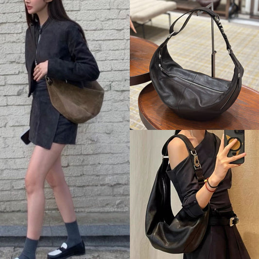 Niche Genuine Leather Quiver Underarm Croissant Cowhide Women's Messenger Bag