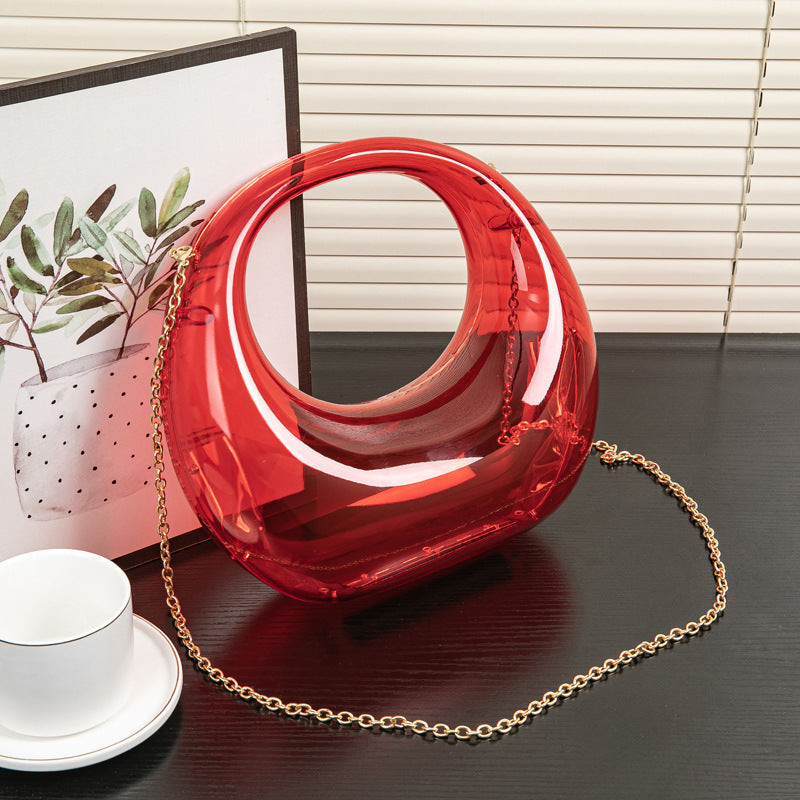 Cool Crescent Gold Sier Makeup Acrylic Dinner Bag