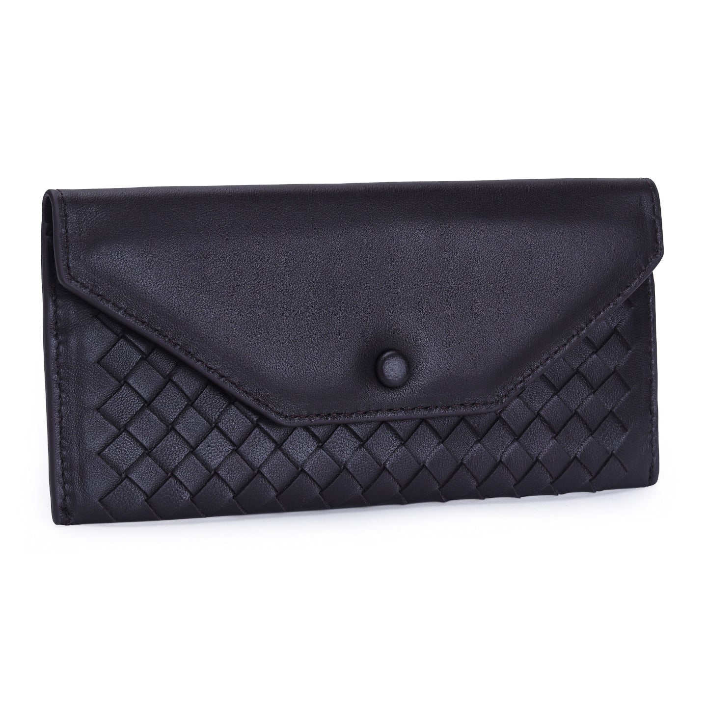 Women's & Men's Weave Long Multiple Slots Clutch Sheepskin Envelope The Buckle