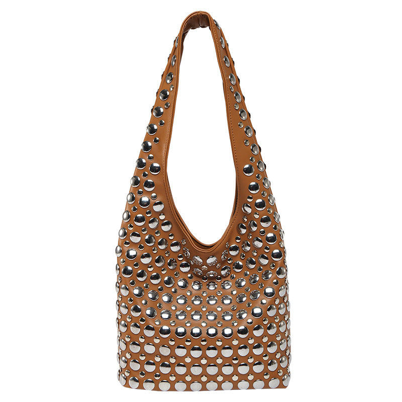 Women's Punk Style Rivet Inlaid Leopard Print Shoulder Bags