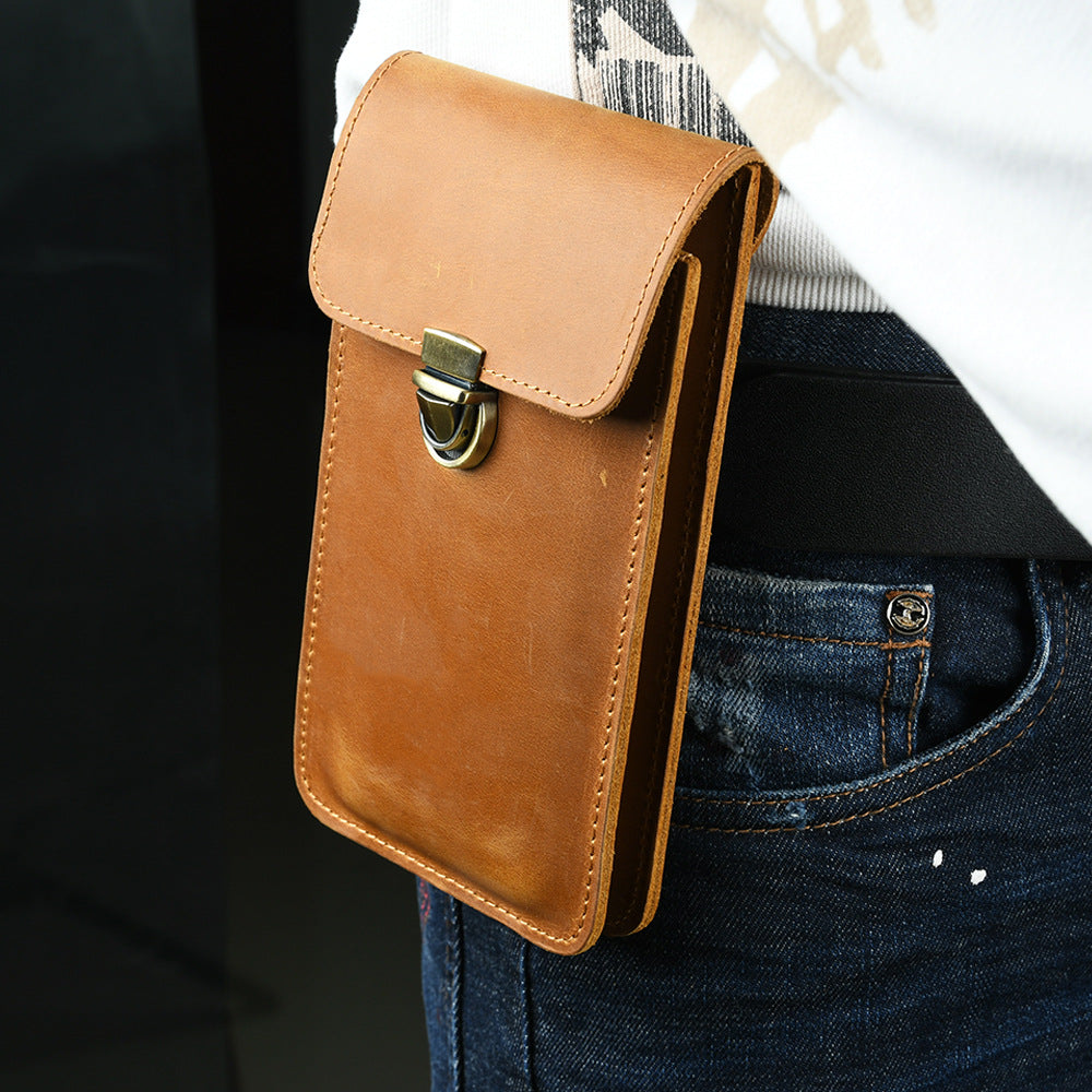 Layer Cowhide Hanging Mobile Work Lightweight Men's Fanny Pack