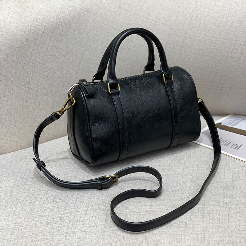 Women's Vegetable Tanning Leather Vintage Boston Pillow High Women's Messenger Bag