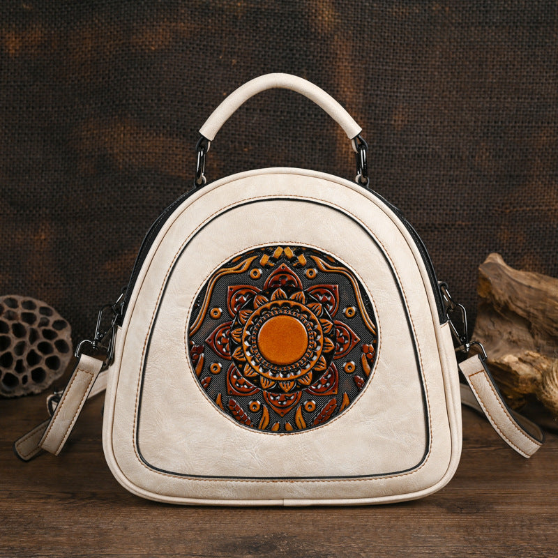 Women's Retro Embossing Brushed Street Trendy Patchwork Daily Women's Messenger Bag