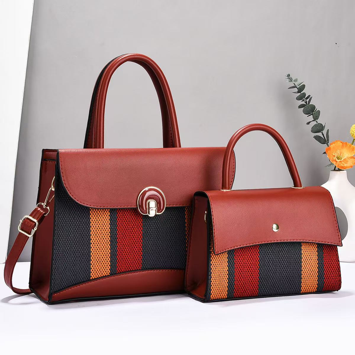 Women's Fashion Color Contrast Personalized Design Simple Large Capacity Portable Women's Handbag