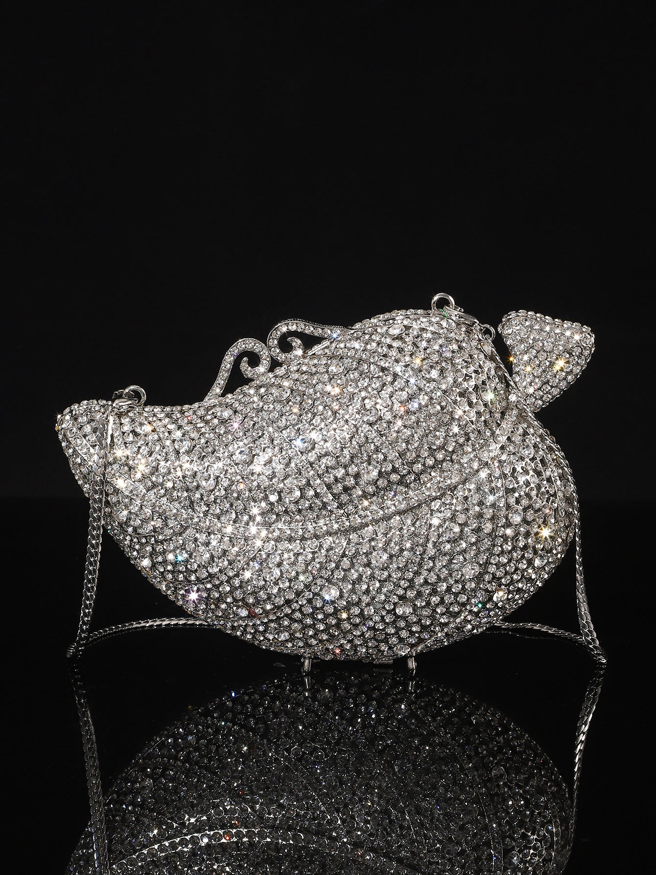 Women's Creative Portable Diamonds Banquet Leaf Alloy Women's Clutch